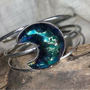 Aura Quartz Crescent Moon handcrafted cuff